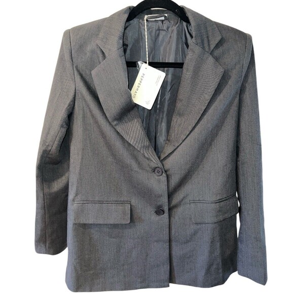 Peppermayo blazer Womens Sz 0 Maggie Gray jacket Academia Preppy Timeless New - Picture 1 of 11